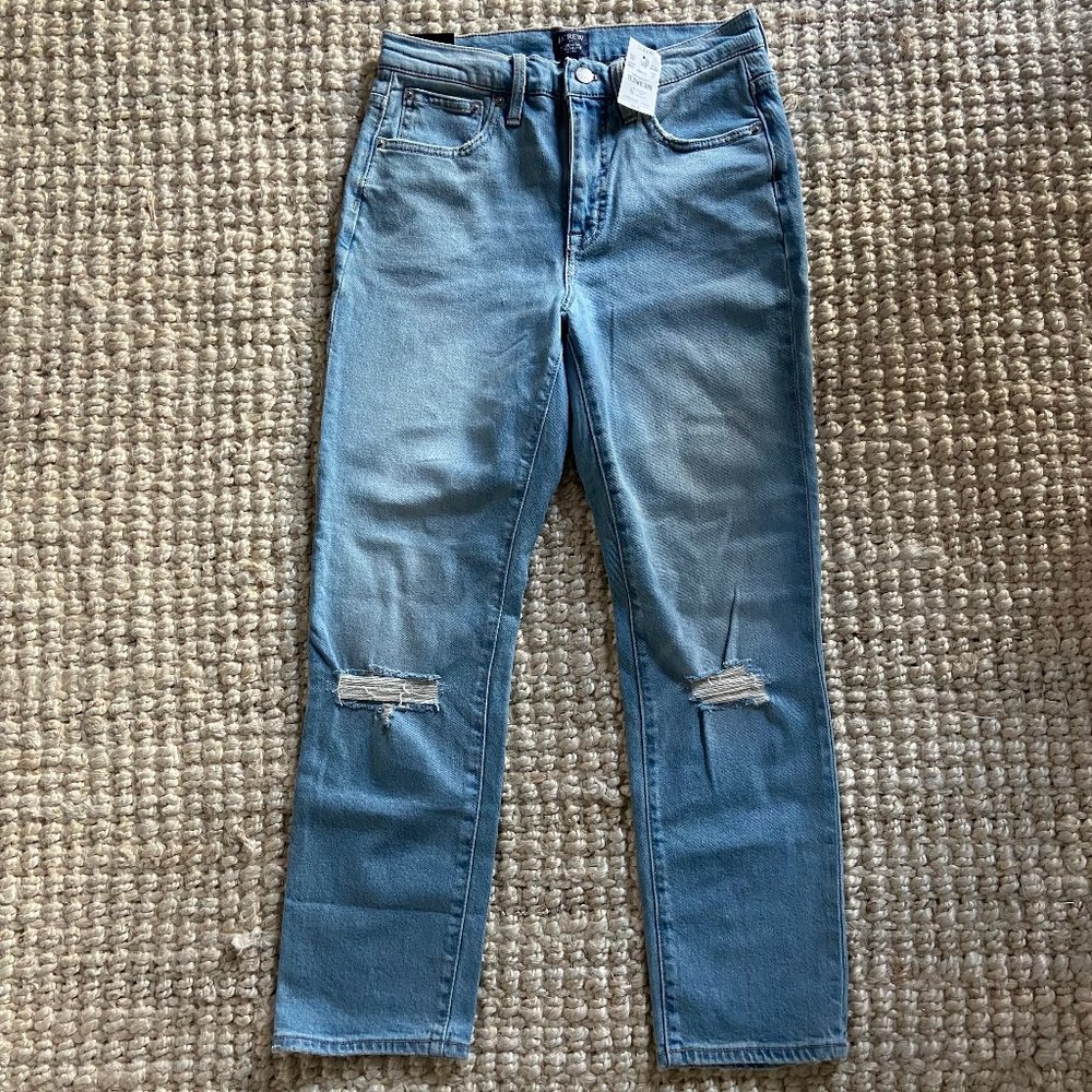 NWT J. Crew Essential Straight Jean in All Day Stretch, Mediterranean Blue 27